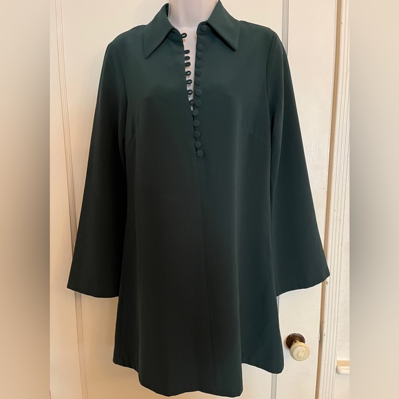 Zara Forest Green Tunic Dress with Bell Sleeves NWT - Picture 7 of 7